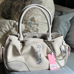 Cream Juicy Couture Embellished Women's Satchel Handbag